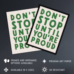 "Artery8 Don't Stop Until You Are Proud Simple Motivational Wall Art Print in Beige - Size: W12"" x H16""" - thumbnail 2