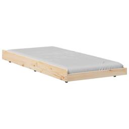 Berkfield Home Natural Bed Frame Natural Solid Pine wood 80 x 200 cm Durable in Light Tan - thumbnail 3