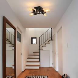 COMELY Industrial Semi Flush Ceiling Lights, 4-Light Rustic Sputnik Chandelier in Black - thumbnail 6