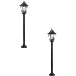 Loops 2 PACK IP44 Outdoor Bollard Light Black & Silver Lantern 1200mm Post 60W E27