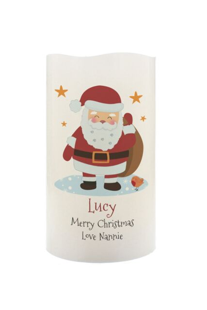 Personalised Memento Company Personalised Christmas Santa LED Candle in Off-White - image 1