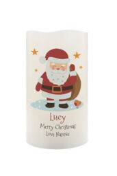 Personalised Memento Company Personalised Christmas Santa LED Candle in Off-White - thumbnail 1