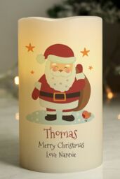 Personalised Memento Company Personalised Christmas Santa LED Candle in Off-White - thumbnail 4