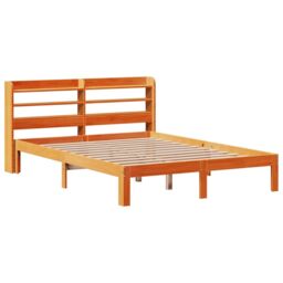 Berkfield Home Bed Frame without Mattress Wax Brown 135x190 cm Double Solid Wood Pine - thumbnail 3