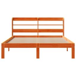 Berkfield Home Bed Frame without Mattress Wax Brown 135x190 cm Double Solid Wood Pine - thumbnail 4