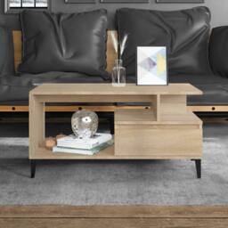 Berkfield Home Coffee Table Sonoma Oak 90x49x45 cm Engineered Wood in Natural - Size: 90 x 49 x 45 cm - thumbnail 2