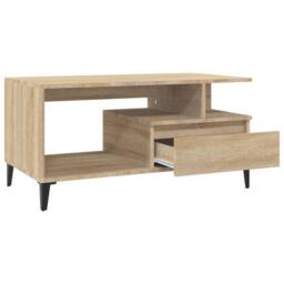 Berkfield Home Coffee Table Sonoma Oak 90x49x45 cm Engineered Wood in Natural - Size: 90 x 49 x 45 cm - thumbnail 6