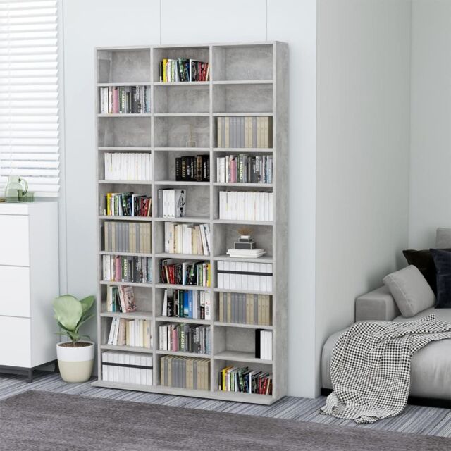 Berkfield Home CD Cabinet Concrete Grey 102x16x177.5 cm Engineered Wood - image 1