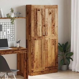 Berkfield Home Highboard Old Wood 82.5x30.5x185 cm Engineered Wood in Brown - thumbnail 1
