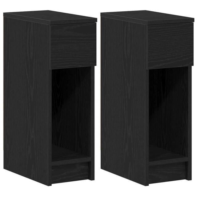 Berkfield Home Bedside Cabinets with Drawer 2 pcs Black Oak 20x36x60 cm - Size: 20 x 36 x 60 cm - image 1