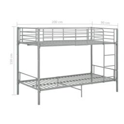 Berkfield Home Elegant Bunk Bed Grey Metal 90x200 cm - thumbnail 8