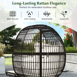Gymax Oversized Egg Chair With Ottoman Indoor Outdoor Sofa Set With Cushions in White - thumbnail 4