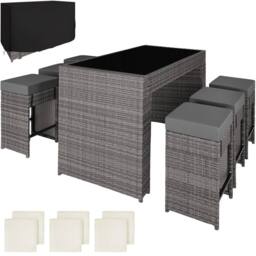 tectake Garden Table & Chairs Ibiza in Grey - Size: 6 Person - thumbnail 1