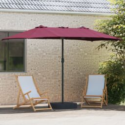 Berkfield Home Garden Parasol Folding Bordeaux red 385 x 209 x 244 cm Fabric - thumbnail 3