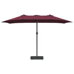 Berkfield Home Garden Parasol Folding Bordeaux red 385 x 209 x 244 cm Fabric - thumbnail 4