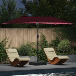 Berkfield Home Garden Parasol Folding Bordeaux red 385 x 209 x 244 cm Fabric