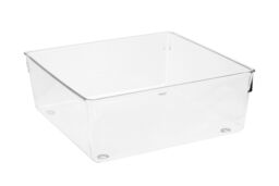 Orsina Sturdy Build Small Set Of Two Slim Kitchen Organisers, Integrated Handle Narrow Storage Boxes For Fridge in Clear - thumbnail 1