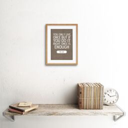 "Artery8 Wall Art Print Dictionary Page Quote Mae West Only Live Once Artwork Framed 9X7 Inch in Beige - Size: W7"" x H9""" - thumbnail 2