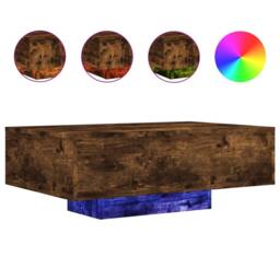 Berkfield Home Modern Coffee Table with LED Lights Smoked Oak 85x55x31 cm in Brown - Size: 85 x 55 x 31 cm - thumbnail 3