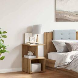 Berkfield Home Elegant Bedside Cabinet Artisan Oak 35x35x55 cm Engineered Wood in Brown - Size: 35 x 35 x 55 cm - thumbnail 2
