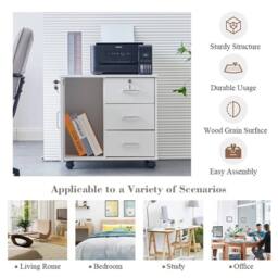 Havendro White Mobile Lockable Filing Cabinet Printer Stand - Size: 100 cm x 100 cm - thumbnail 4