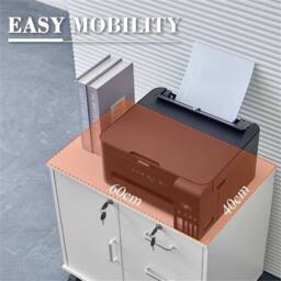 Havendro White Mobile Lockable Filing Cabinet Printer Stand - Size: 100 cm x 100 cm - thumbnail 2
