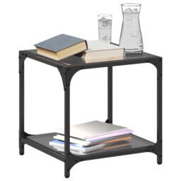 Berkfield Home Coffee Tables with Black Glass Top 2 pcs 40x40x40 cm Steel - Size: 40 x 40 x 40 cm - thumbnail 3
