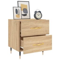 Berkfield Home Bedside Cabinets 2 pcs Sonoma Oak 40x35x47.5 cm Engineered Wood in Brown - thumbnail 4