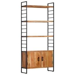 Berkfield Home Beautiful 4-Tier Bookcase 80x30x180 cm Solid Acacia Wood in Brown - Size: 80 x 30 x 180 cm - thumbnail 2