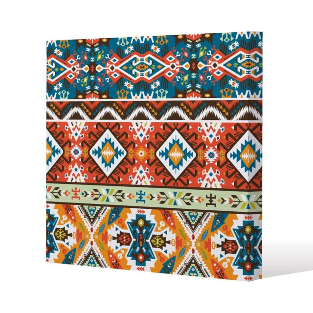 Benjamin Tate Design Colorful pattern in tribal style (Canvas Print) / 127 x 127 x 4cm in Natural - Size: 127 x 127 x 4 cm - image 1