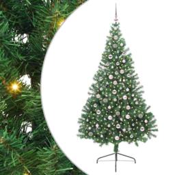 Berkfield Home Beautiful Artificial Pre-lit Christmas Tree Green 240 cm PVC - thumbnail 3