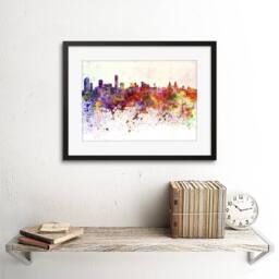 "Artery8 Painting Cityscape Liverpool Skyline Paint Splash Framed Art Print - Size: W12"" x H16""" - thumbnail 2