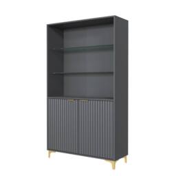 Creative Furniture Tide Crest Display Cabinet 175cm - Dark Grey with Fluted Doors - thumbnail 6