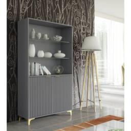 Creative Furniture Tide Crest Display Cabinet 175cm - Dark Grey with Fluted Doors - thumbnail 2