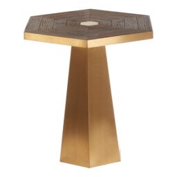 Orsina Large Hexagon End Table For Dining Area, Elegant Gold Finish Bedside Table, Decorative Table, Sofa Side Table - thumbnail 4