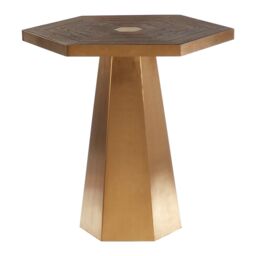 Orsina Large Hexagon End Table For Dining Area, Elegant Gold Finish Bedside Table, Decorative Table, Sofa Side Table - thumbnail 6