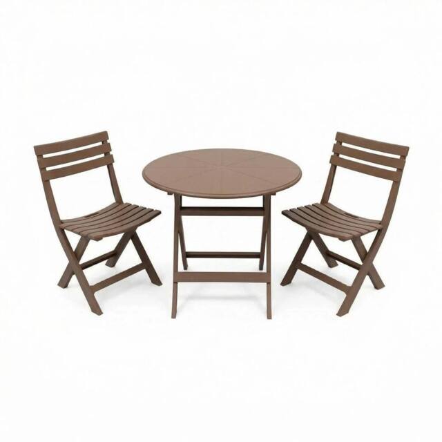 Alivio 3-Piece Folding Bistro Table & Chairs Set, Foldable Space-Saving Patio Furniture Set w/ Round Table & 2 Chairs, Durable Indoor Outdoor Cafe - image 1