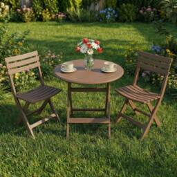 Alivio 3-Piece Folding Bistro Table & Chairs Set, Foldable Space-Saving Patio Furniture Set w/ Round Table & 2 Chairs, Durable Indoor Outdoor Cafe - thumbnail 4