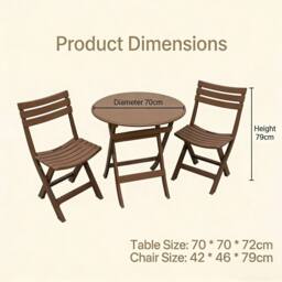 Alivio 3-Piece Folding Bistro Table & Chairs Set, Foldable Space-Saving Patio Furniture Set w/ Round Table & 2 Chairs, Durable Indoor Outdoor Cafe - thumbnail 5