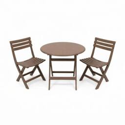 Alivio 3-Piece Folding Bistro Table & Chairs Set, Foldable Space-Saving Patio Furniture Set w/ Round Table & 2 Chairs, Durable Indoor Outdoor Cafe - thumbnail 1