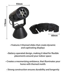 Netagon Festive Battery Operated LED Projector With 4 Festive Slides (Halloween, Christmas, New Year, Birthday) in Black - thumbnail 2