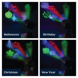 Netagon Festive Battery Operated LED Projector With 4 Festive Slides (Halloween, Christmas, New Year, Birthday) in Black - thumbnail 4