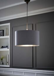 ValueLights Reni Pale Grey with Metallic Chrome Inner Easy Fit Ceiling Lamp Shade - Size: Medium - thumbnail 1