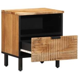 Berkfield Home Elegant Bedside Cabinet 40x33x46 cm Solid Wood Acacia in Brown - Size: 40 x 33 x 46 cm - thumbnail 3