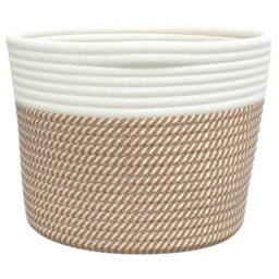 Berkfield Home Storage Baskets 2 pcs Brown & White √ò24x18 cm Cotton - Size: 24x18 cm - thumbnail 6