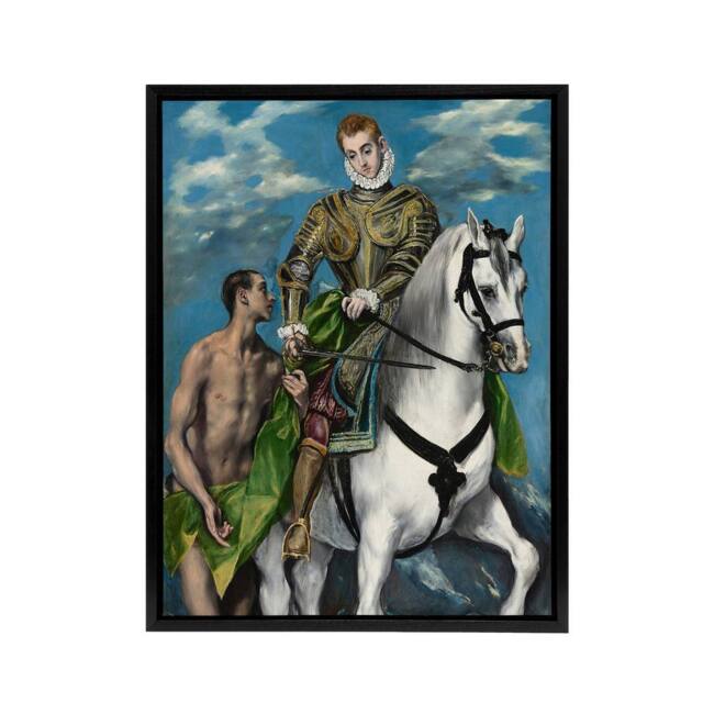 "Artery8 Saint Martin & the Beggar Oil Painting El Greco Framed Canvas Art - Size: W12"" x H16""" - image 1