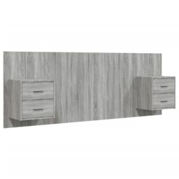 Berkfield Home Bed Headboard with Cabinets Grey Sonoma Engineered Wood - thumbnail 2