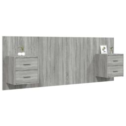 Berkfield Home Bed Headboard with Cabinets Grey Sonoma Engineered Wood - thumbnail 3