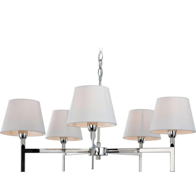 Netlighting Transition 5 Light Multi Arm Ceiling Pendant Light Polished Stainless Steel Cream E14