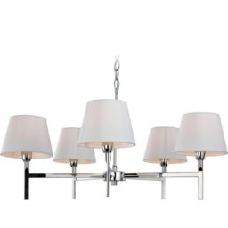 Netlighting Transition 5 Light Multi Arm Ceiling Pendant Light Polished Stainless Steel Cream E14